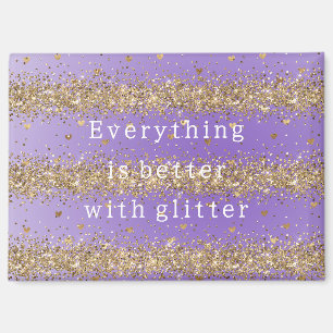 Gold Hearts Sparkle Purple Glitter quote Magnet