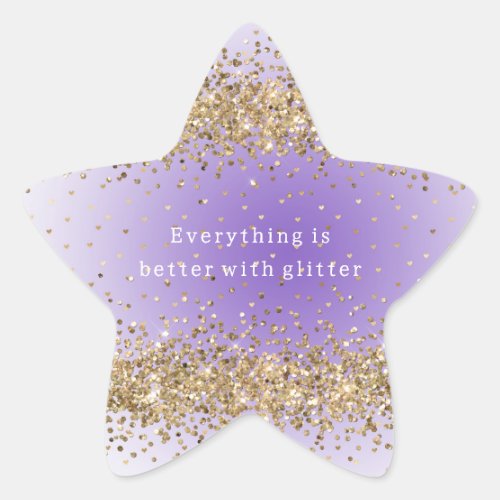 Gold Hearts Sparkle Purple Glitter quote  Star Sticker