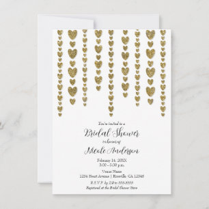 Gold Hearts Valentine Bridal Shower Invitation
