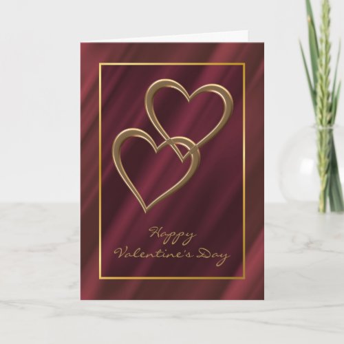 Gold hearts Valentine card