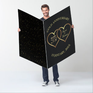 Gold Hearts Wedding Anniversary Card