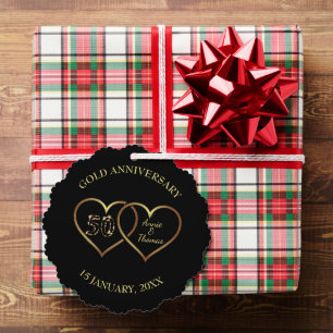 Gold Hearts Wedding Anniversary Ornament Card