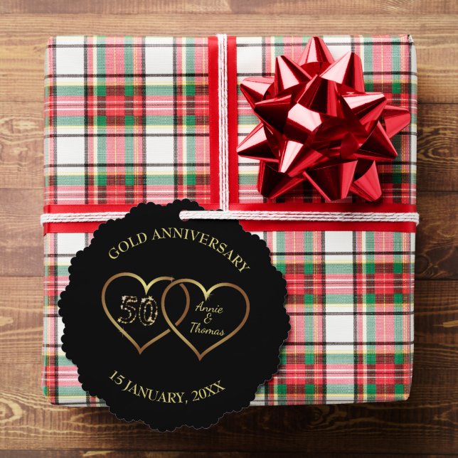 Gold Hearts Wedding Anniversary  Ornament Card (Insitu (Gift))