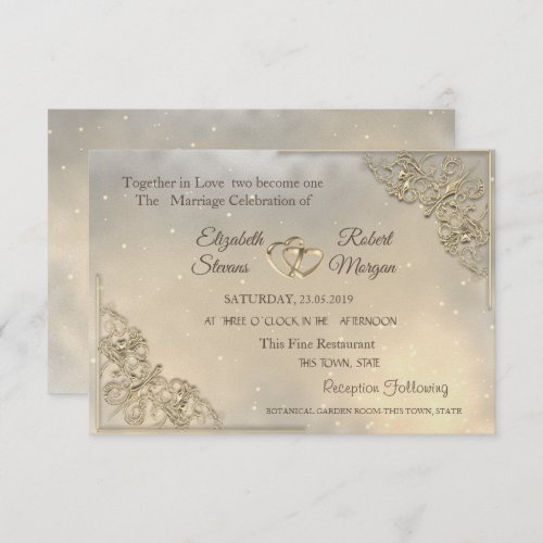 Gold Hearts Wedding  Registry Invitation
