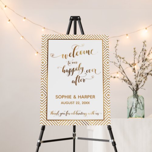 Gold Hearts Welcome to Our Happily Ever After Sign