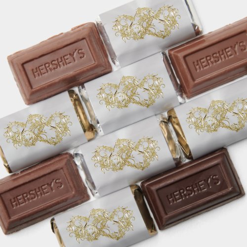 Gold Hearts White Wrapped Chocolate Hershey's Miniatures