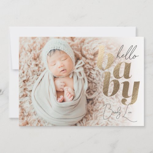 Gold Hello Baby Newborn Birth Announcement