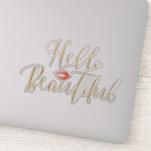 Gold Hello Beautiful Lips Sticker