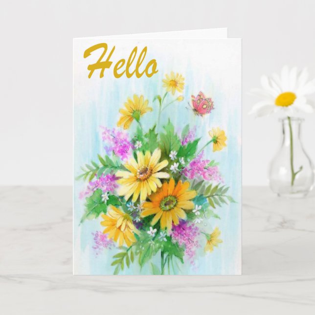 Gold Hello Card (Small Plant)