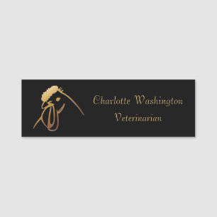 Gold Hen Head Veterinarian Name Tag