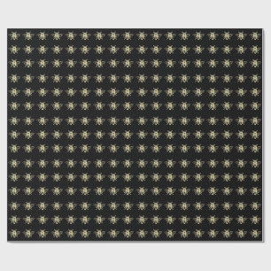 Gold Heraldic Vintage Honey Bee Black  Wrapping Paper