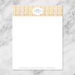 GOLD HERRINGBONE / CHEVRON ARTWORK Letterhead<br><div class="desc">Coordinates with the GOLD HERRINGBONE / CHEVRON ARTWORK Business Card Template by 1201AM. A watercolor herringbone pattern becomes a beautiful background on this designer letterhead template. The white emblem holds your name or company name in an elegant fashion. © 1201AM CREATIVE</div>