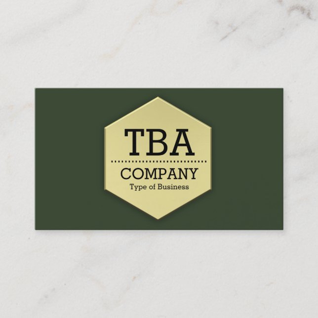 Gold Hexagon - Hunter Green Business Card (Front)