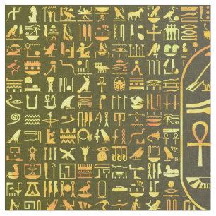 Gold Hieroglyphics Fabric