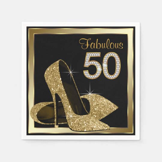 Gold High Heel 50th Birthday Party Paper Napkins | Zazzle.com
