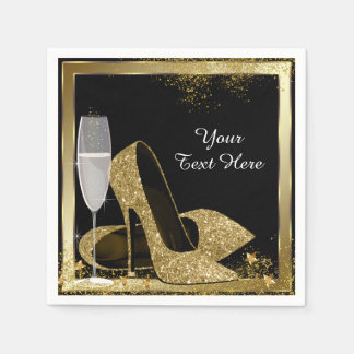 Gold High Heel Birthday Party Paper Napkin