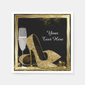 Gold High Heel Birthday Party Paper Napkins (Front)