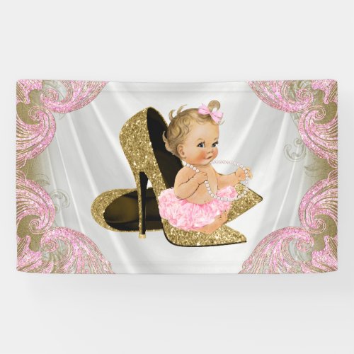 Gold High Heel Shoe Baby Shower Banner