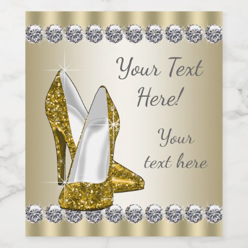 Gold High Heel Shoe Wine Bottle Labels