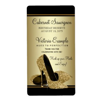 Gold High Heel Shoe Wine Bottle Labels by Pure_Elegance at Zazzle