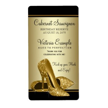 Gold High Heel Shoe Womans Wine Bottle Labels by Pure_Elegance at Zazzle