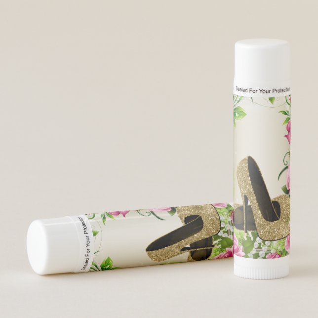 Gold High Heel Shoes Lip Balm Party Favor (Front)