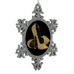 Gold High Heel Shoes Snowflake Pewter Christmas Ornament