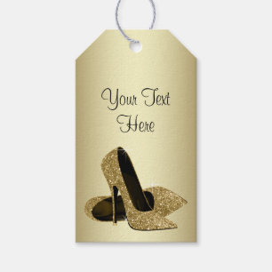 Gold High Heel Shoes Womans Birthday Gift Tags