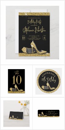 Gold High Heel Stiletto Shoe Party Suite