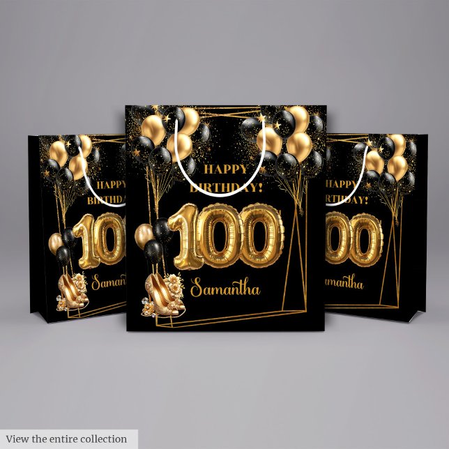 Gold High Heels 100th Birthday Gift Bag ✨ (Gold High Heels 100th Birthday Gift Bag ✨)
