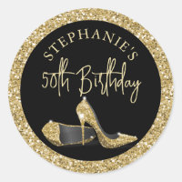 Gold High Heels 50th Birthday Personalized