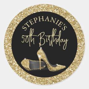 Gold High Heels 50th Birthday Personalized Classic Round Sticker