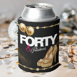 Gold High Heels Elegant 40 & Fabulous Birthday Can Cooler