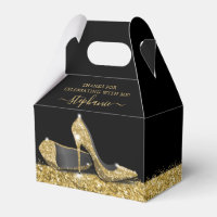 Gold High Heels Elegant Black Glitter Thank You