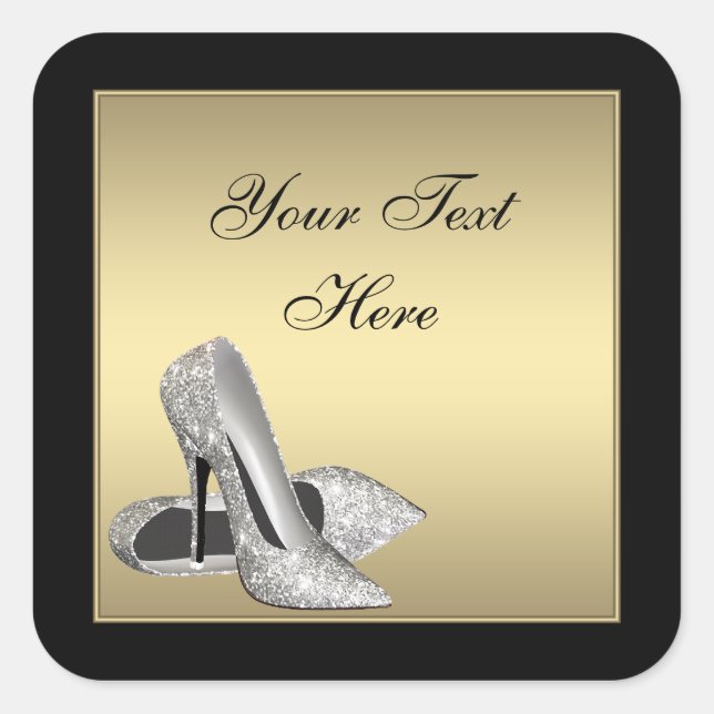 Gold High Heels Envelope Seal Party Favor Labels (Front)