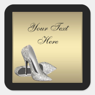 Gold High Heels Envelope Seal Party Favor Labels