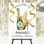 Gold High Heels Women's Birthday Welcome Sign<br><div class="desc">Welcome your guests to a very special birthday with this elegant and fun welcome sign! Featuring beautiful Gold Champagne and High Heel elements, this sign is perfect for the glamorous and stylish woman. Whether you are celebrating a milestone birthday or just a wonderful day, this will be sure to make...</div>