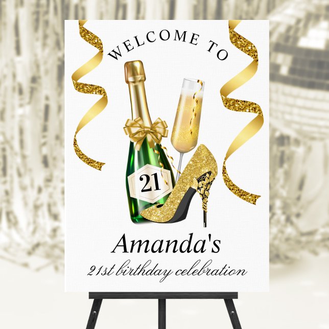 Gold High Heels Women's Birthday Welcome Sign (Creator Uploaded)
