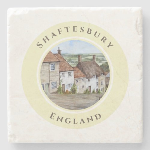 Gold Hill Shaftesbury Dorset England Watercolor Stone Coaster