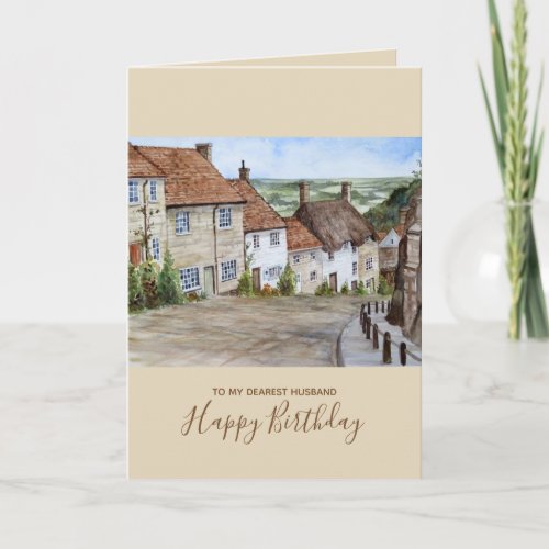 Gold Hill Shaftesbury Dorset Watercolor Painting Card