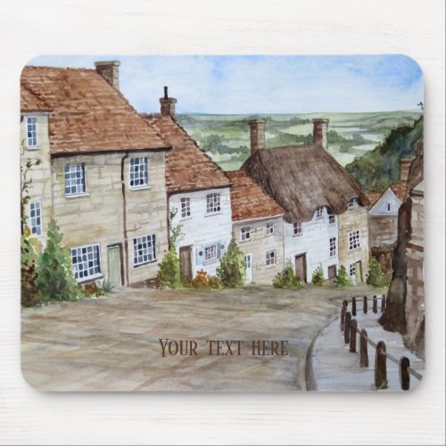 Gold Hill Shaftesbury Dorset Watercolor Painting Mouse Pad