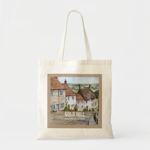 Gold Hill Shaftesbury Dorset Watercolor Painting Tote Bag