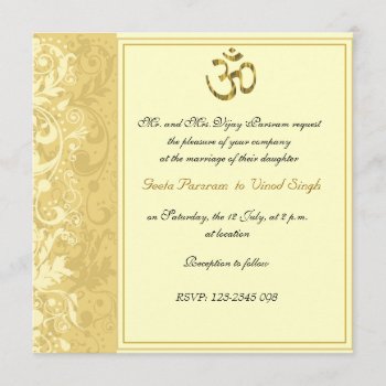 Gold Hindu Wedding Invitation by DatesDuJour at Zazzle