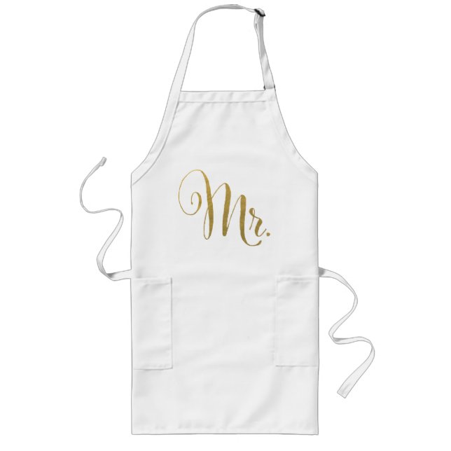 Gold His n Hers Mr & Mrs Matching Aprons (Front)