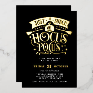 GOLD HOCUS POCUS Halloween Bash Party Foil  Invitation