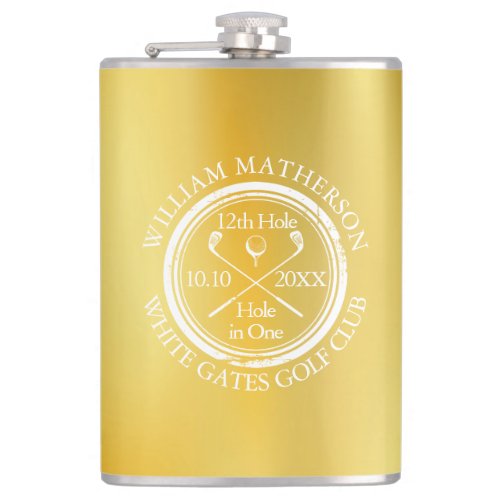 Gold Hole in One Classic Golf Personalized Flask