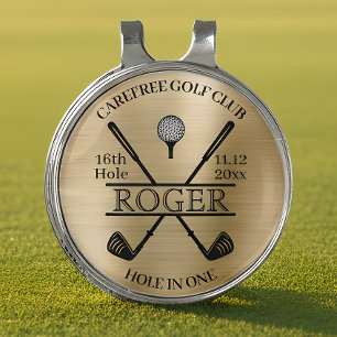 Gold Hole In One Keepsake Golf Hat Clip