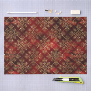 Gold Holiday Christmas Metallic Damask Elegant Tissue Paper