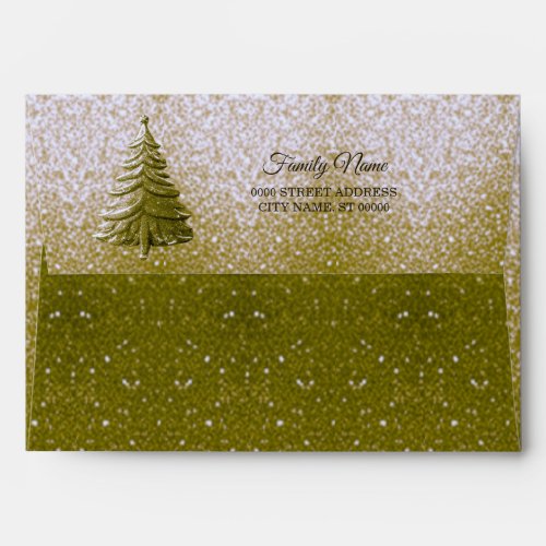 Gold Holiday Christmas Tree Envelope