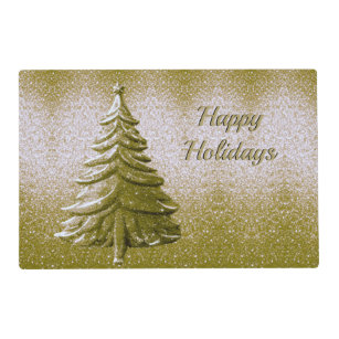 Gold Holiday Christmas Tree Paper Placemat